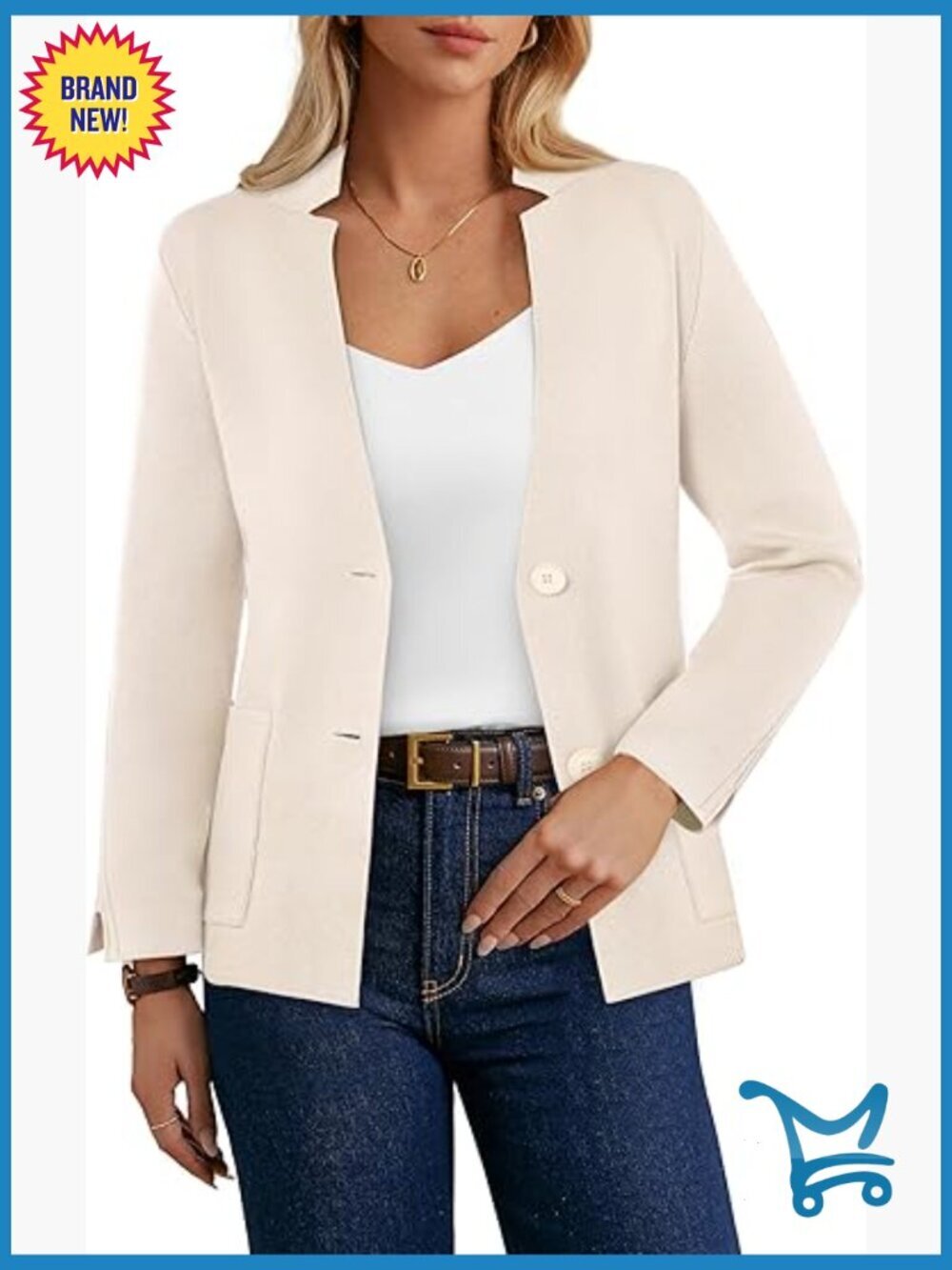 Sweater Blazer Business Casual Knit Cardigan Long Sleeve Suit Jacket with